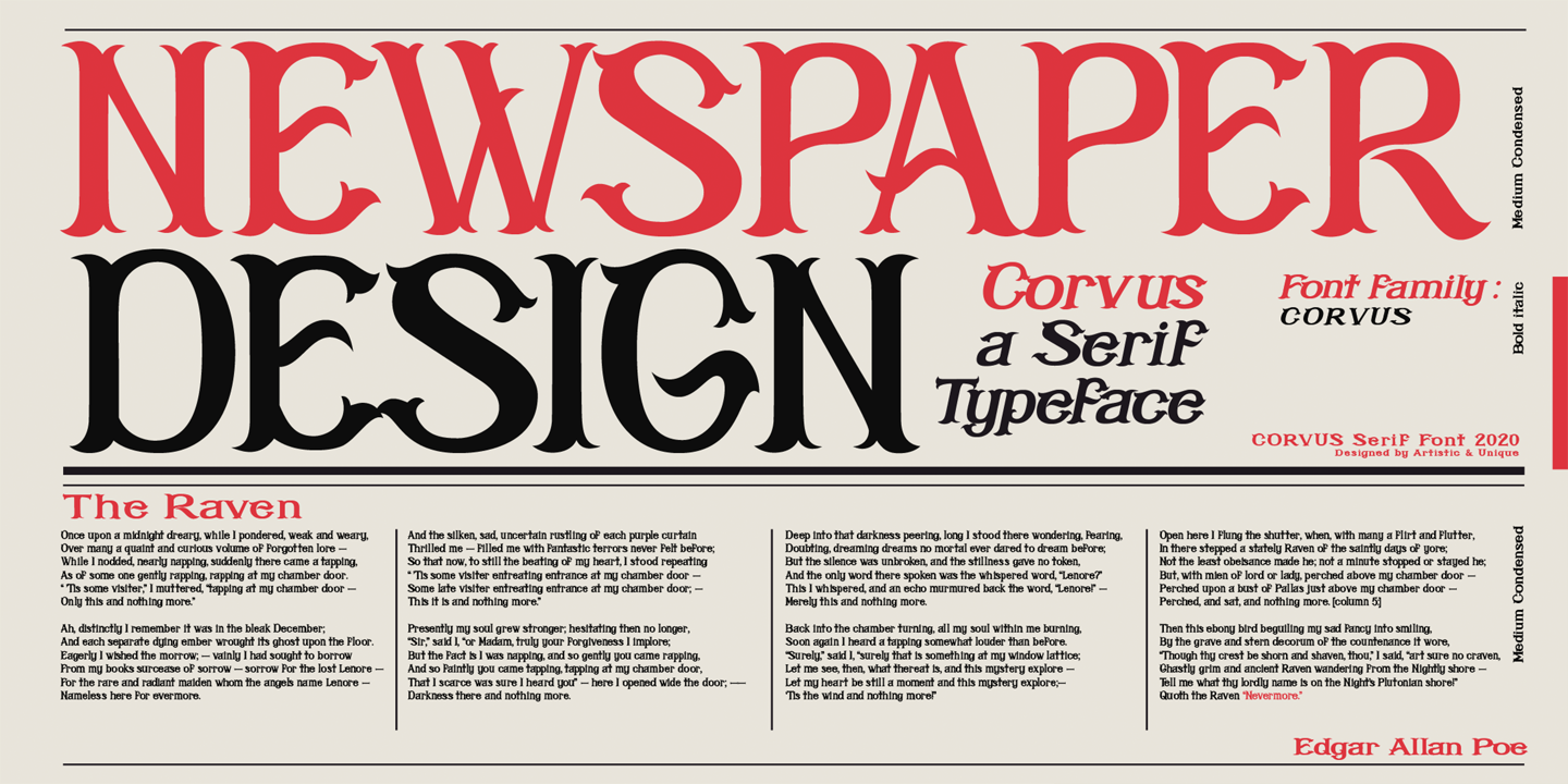 Corvus Medium Condensed Font preview